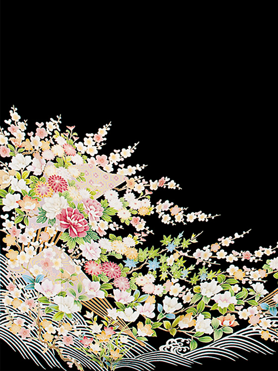 四季花に青海波