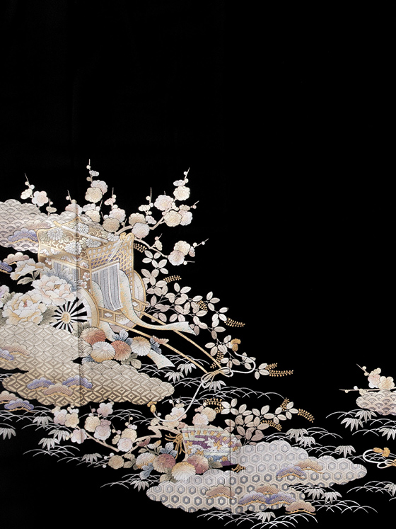 和田光正作<br>御所車に檜扇吉祥割付文様