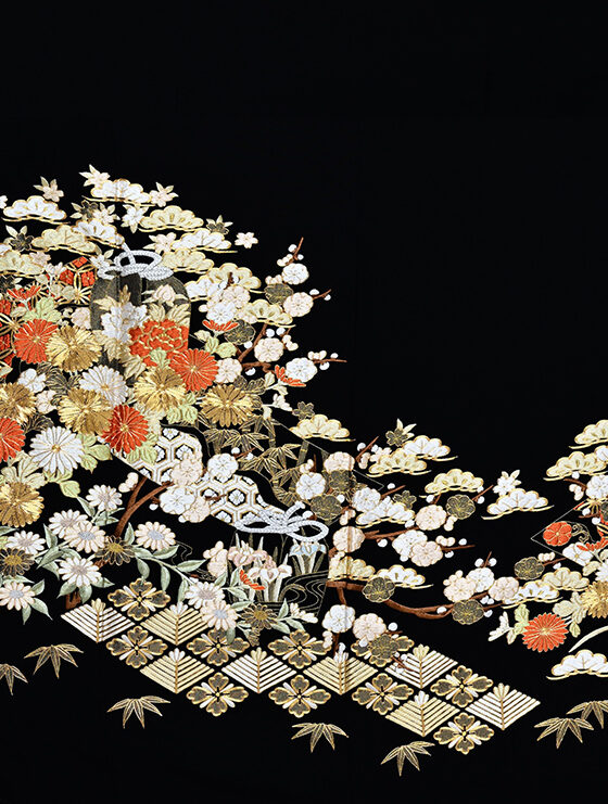 なつめに四季草花文様
